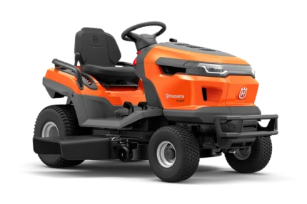 Seitenansicht eines Husqvarna Aufsitzrasenmähers.